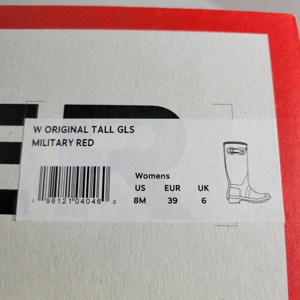 Hunter Women's Original Tall Gloss Rain Boots in Military Red - Picture 5 of 10